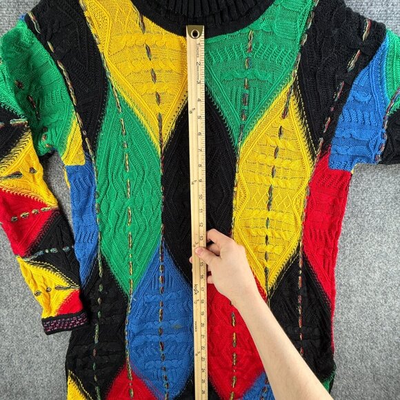 COOGI Australia Women Turtleneck Sweater Intricate Knit Abstract Colorful Medium - Picture 2 of 16